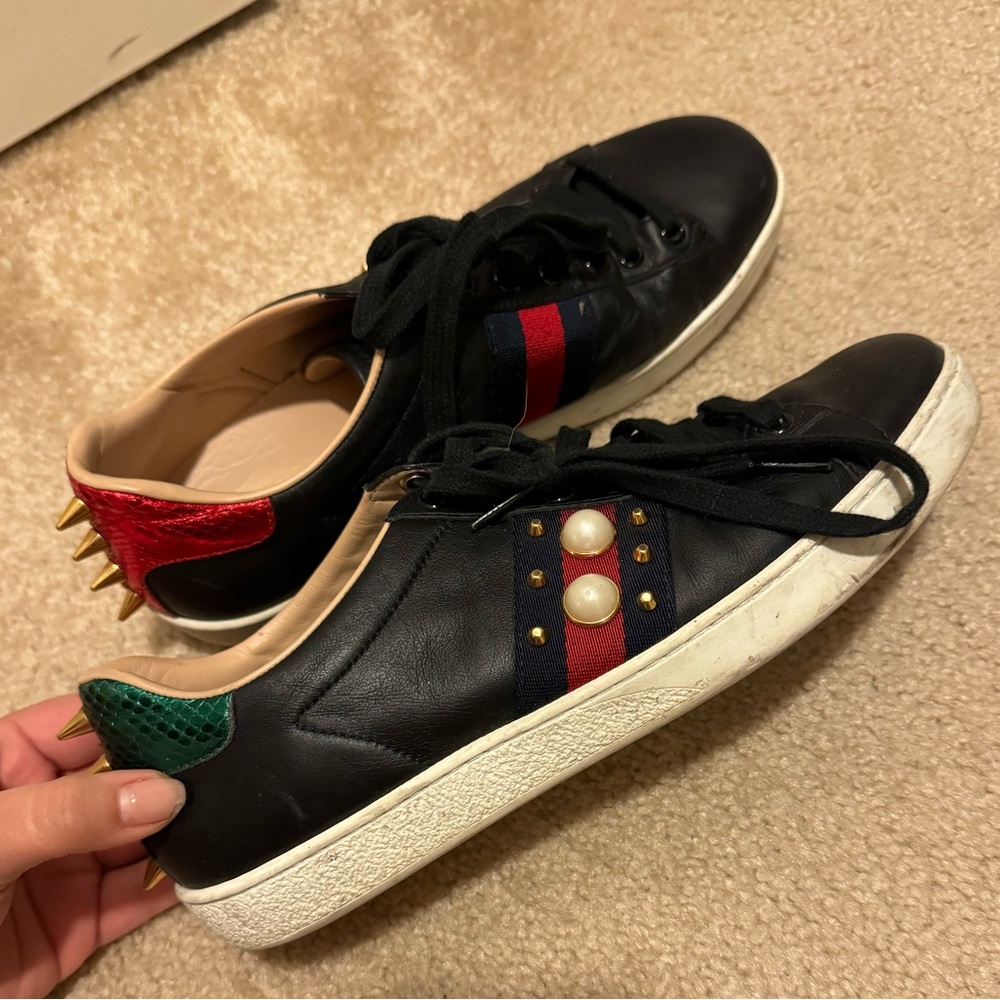 GUCCI SNEAKERS BLACK WITH RED/GREEN- SPIKEY SNEAKERS-GUCCI-GUCCI SNEAKER-USED